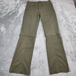 Prana Pants Womens 2 Olive Green Monarch Convertible Zip Off Stretch Hiking